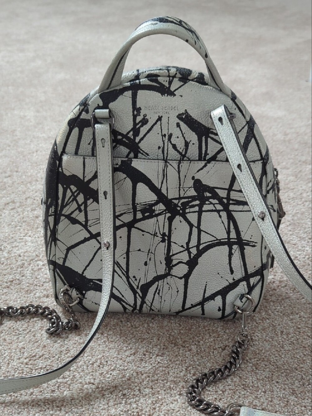 Henri Bendel "About Town" Splatter Print Mini Backpack With Storage Bag - Picture 11 of 15